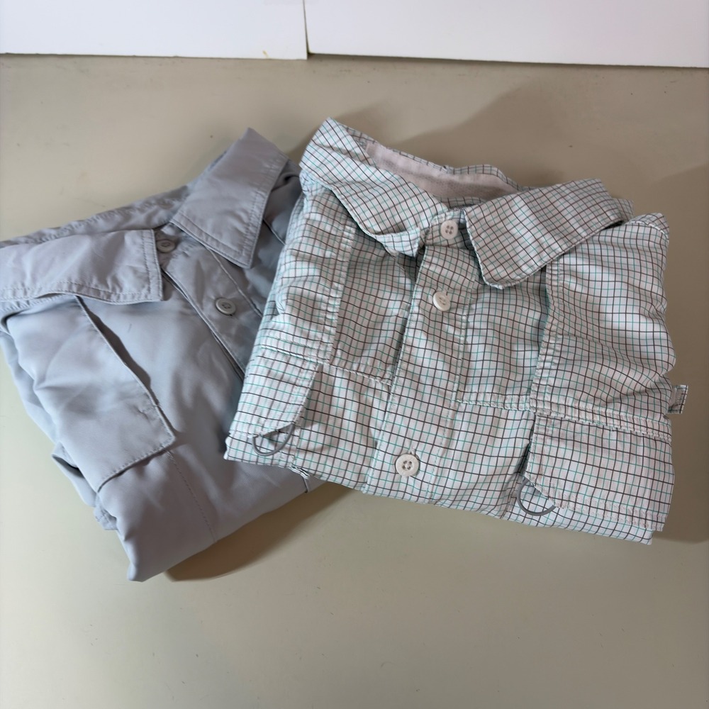 HABIT Vented Fishing Shirt Mens 2XL Roll Tab Sleeve UPF 40+ Performance Lot of 2